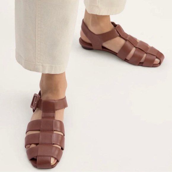 NEW Everlane Rum Brown Leather Fisherman Day Sandal in Size 6
